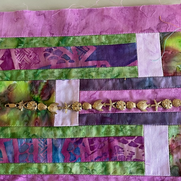 VINTAGE 14K YELLOW GOLD STARFISH, SHELL, AND SAND DOLLAR BRACELET 7” FINAL 🩷 - Picture 15 of 17